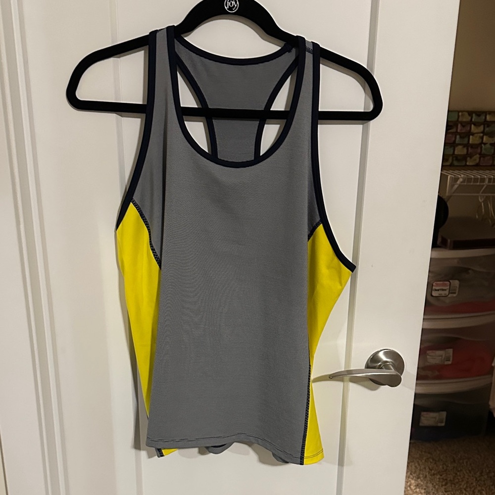 Lauren Ralph Lauren Gray and Yellow Racerback Tank Top